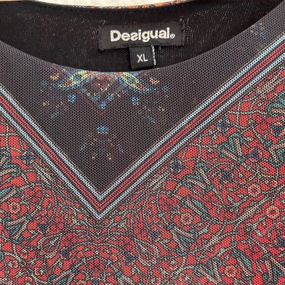 Desigual bohemian mini dress with sheer ruffles  XL - Picture 6 of 11